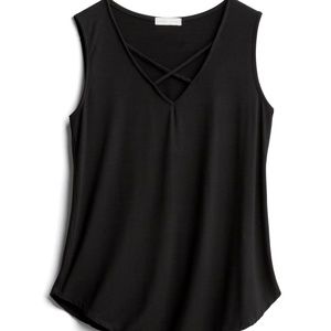 Sleeveless Knit Top, Black - 1X
